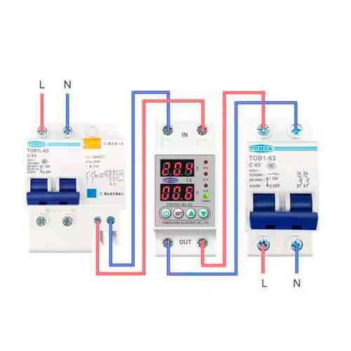 Реле захисту напруги та струму 220В 63А з дисплеєм Київ