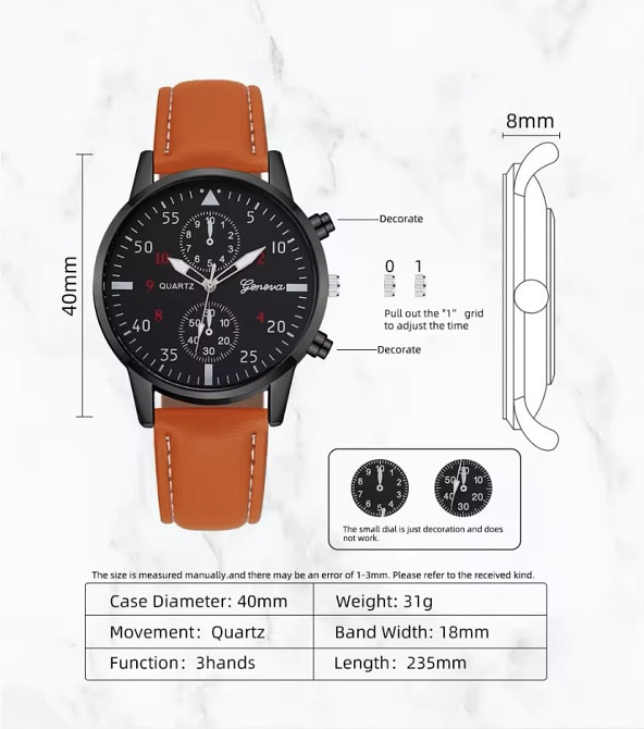 Подарочный набор для мужчин наручные часы с 1 оригинальным браслетом диам 4см дл 24см шир рем 2см без коробки Киев - изображение 7