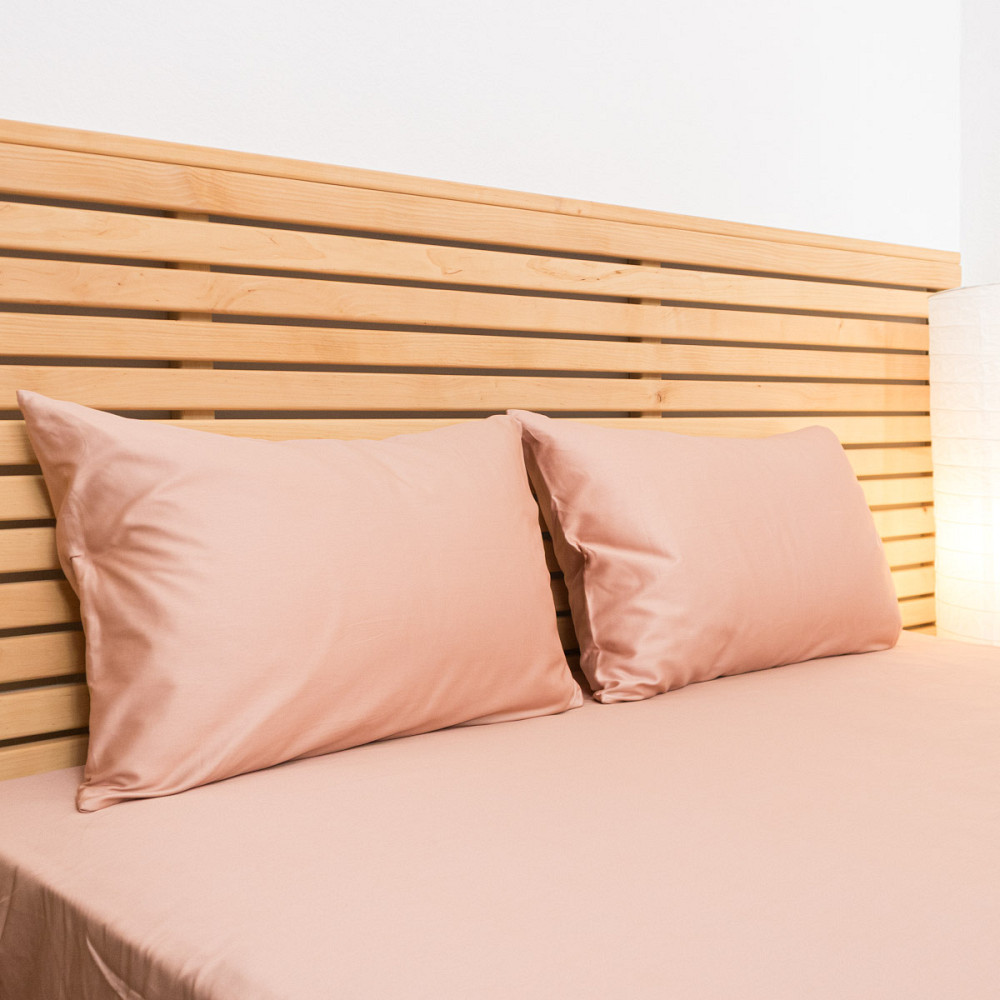 Cімейний комплект постільної білизни Сатин Гладкий 135 г/м2 YouStar (Фраппе) 2 х 70х70 Суми - фото 5