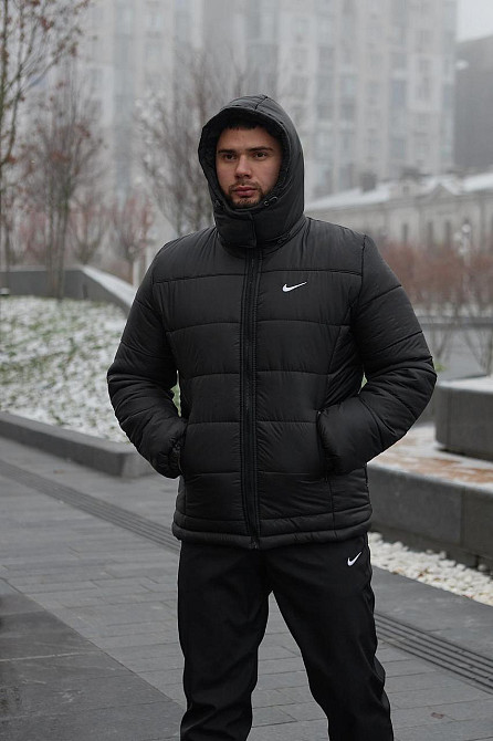Зимова куртка чоловіча пух з підкладом на флісі коротка Frost чорна Одеса - фото 9