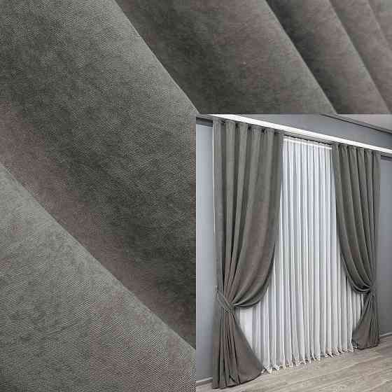 Комплект готових штор VR-Textil Мікровелюр Petek YL № 1705ш Світло-сірий 100х290 см 2 шт (31-905) Київ