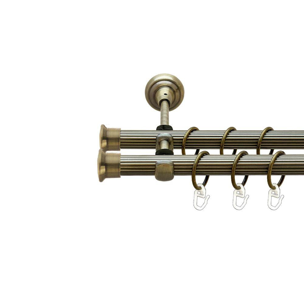 Карниз Orvit Дуо металевий дворядний відкритий рифлена труба кільце металеве Антик 19\19 мм 300 см Львов - изображение 1