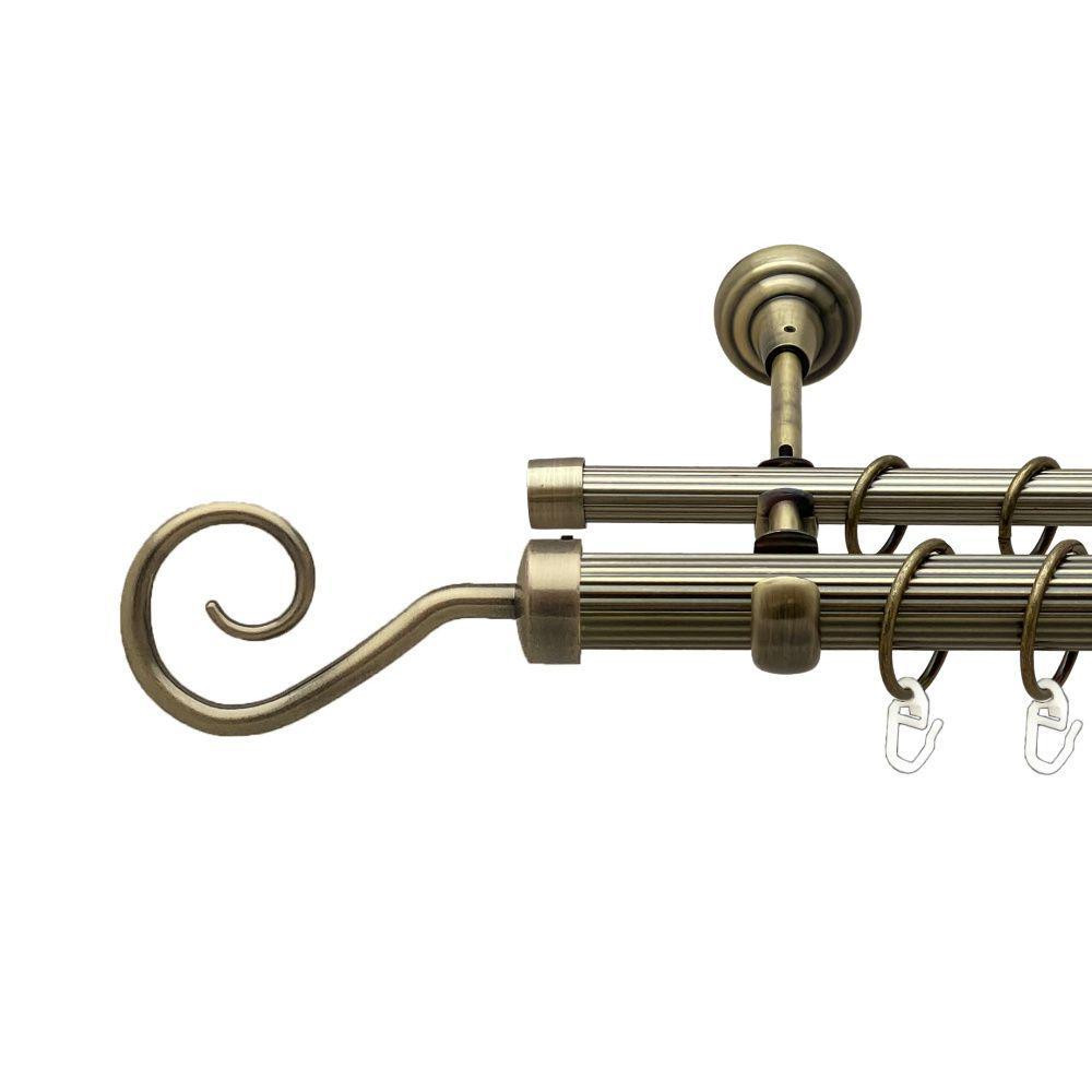 Карниз Orvit Гак металевий дворядний відкритий рифлена труба кільце металеве Антик 25\16 мм 160 см Львов - изображение 1