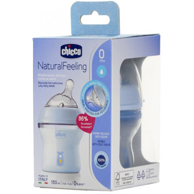 Бутылочка для кормления Chicco Natural Feeling Color 150 мл +0 мес Голубая (81311.20) Винница - изображение 9