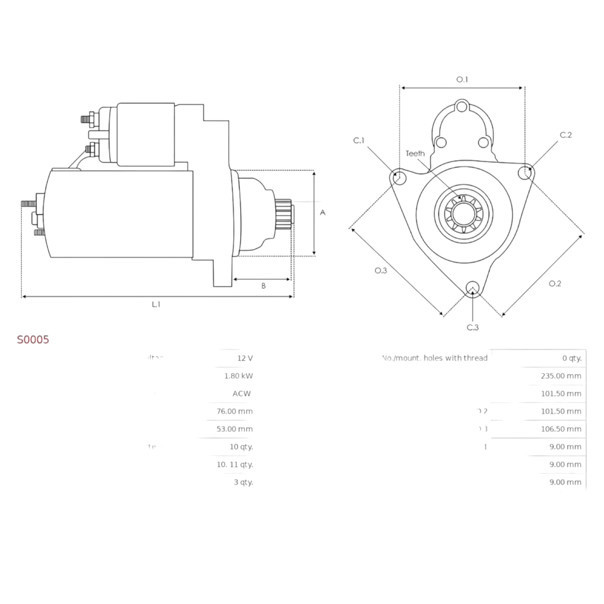 Стартер автомобиль Фольцваген T4, Seat Ibiza II 1.9-2.5D (1990-) (12В, 1.8кВт, 10 зуб) Мукачево - изображение 5