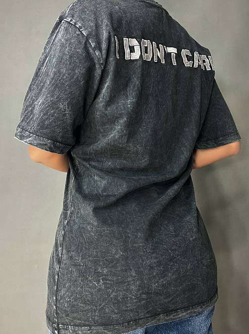 Футболка женская Coast Moda 4351 вареная тай дай с вышивкой оверсайз графит, графит, S-M Киев - изображение 2