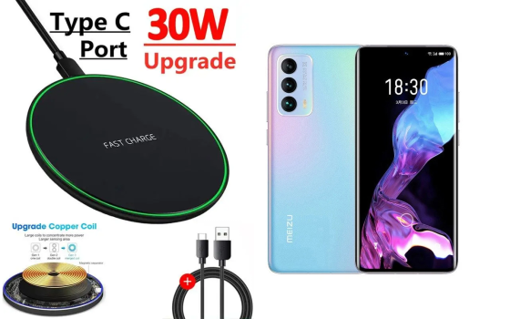Бездротовий зарядний пристрій Copper до 30W для Meizu 18 Pro, 18s Pro, USB-C, LED Київ