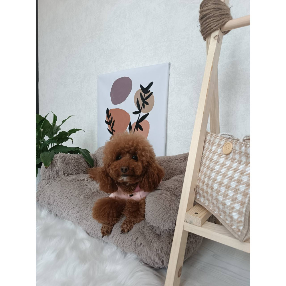 Меховой диван лежак для собак и кошек спальное место для животных съемны Incor капучино 10079 L (100х60х30) Киев - изображение 3