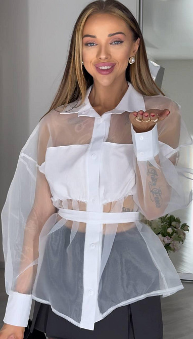 Жіноча стильна блуза з напівпрозорої органзи Одеса - фото 8