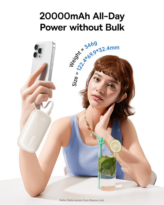 Павербанк 20000 mAh Baseus EnerFill FC21 Qpow 3 Ultra 22.5W E0027M00 швидка зарядка цифровий дисплей power bank повербанк Одеса - фото 6