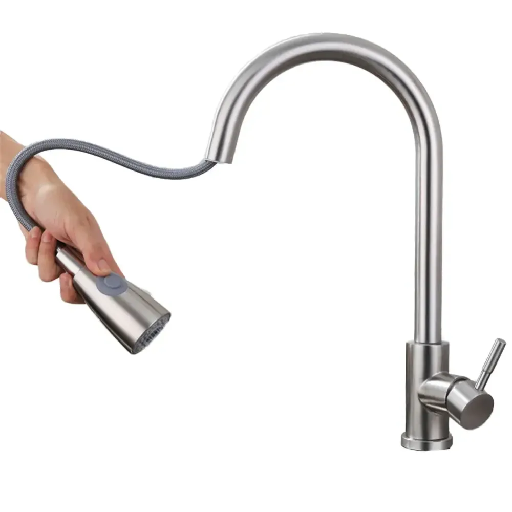 Змішувач для кухні Armata SUS-014-B з висувною лійкою з нержавіючої сталі (CH6488) Чернівці - фото 7