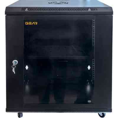 Шкаф настенный GEAR 12U 19'' 600x600x600 мм, + полка 19", black (GWMSN-12U-600-600) Винница