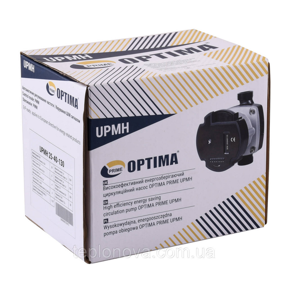 Насос циркуляційний енергоощадний Optima PRIME UPMH 25-40AUTO 130 мм + гайки Чернівці - фото 4