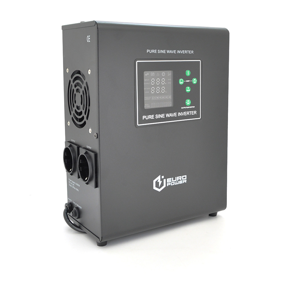 ДБЖ з правильною синусоїдою Europower EPWM-MPS-2000/24 (1400 Вт) 5/10/15/20/30А, під зовнішню АКБ 24В (AGM/GEL/LFP), кріплення на Київ - фото 1