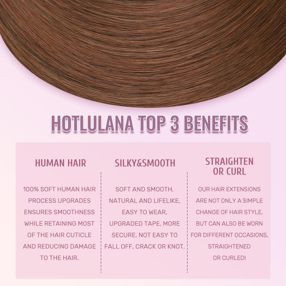 Накладные пряди на клейкой основе натуральные волосы 50 см ленточное наращивание шоколадные с рыжим оттенком Киев - изображение 6