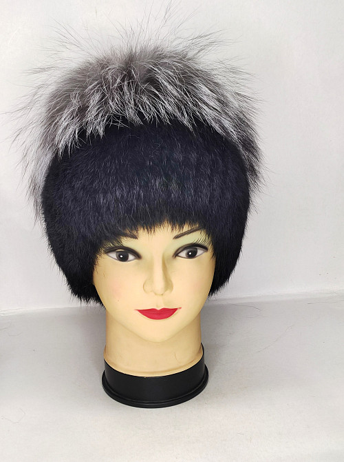 Шапка хутряна жіноча Мерлін з чорнобуркою Чорний Харків - фото 1