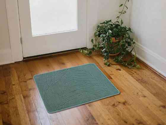 Універсальний низькопрофільний килимок для ванної та коридору Aquarius з антиковзкою гумовою основою 50х70 см Оливковий Буча