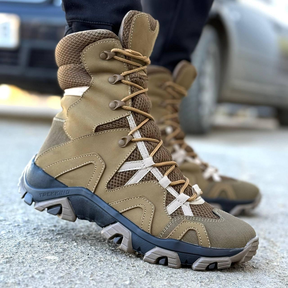 Тактические берцы мужские койот летние CRAZY HORSE с сеткой, подошвой TR и кожаной стелькой Львов - изображение 4