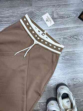 Женские повседневные брюки свободного кроя с нашивкой на талии трикотаж Modal Мокко, 46 Одесса