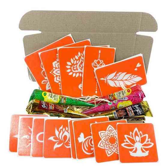 Набір кольорової хни з трафаретами для біо-тату №4 color-henna-set-04 Вінниця