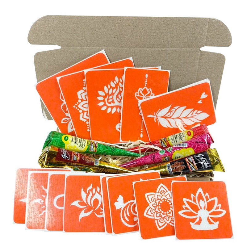 Набір кольорової хни з трафаретами для біо-тату №4 color-henna-set-04 Вінниця - фото 1