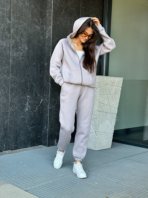 Теплий спортивний костюм жіночий на блискавці Сірий 50/52 Харків - фото 2