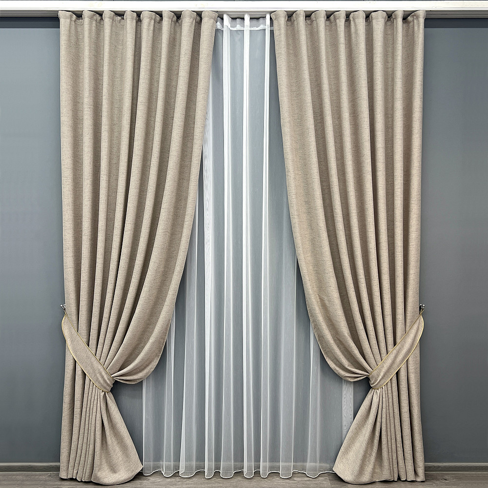 Комплект готових штор VR-Textil TWEED_V № 1917ш Бежевий 150х290 см 2 шт (33-0985) Київ - фото 2