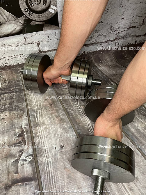 Набір 53 кг Штанга + W-подібний гриф + Гантелі набірні Гантелі, гирі, штанги та диски металеві диски Київ - фото 8