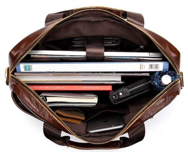 Деловая мужская сумка из зернистой кожи Vintage 14836 Коричневая Киев - изображение 2