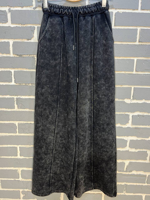 Штани жіночі Joy one 9066 варені широкі палаццо зі швом по центру та кишенями темно сірі, темно-сіри Одеса - фото 10