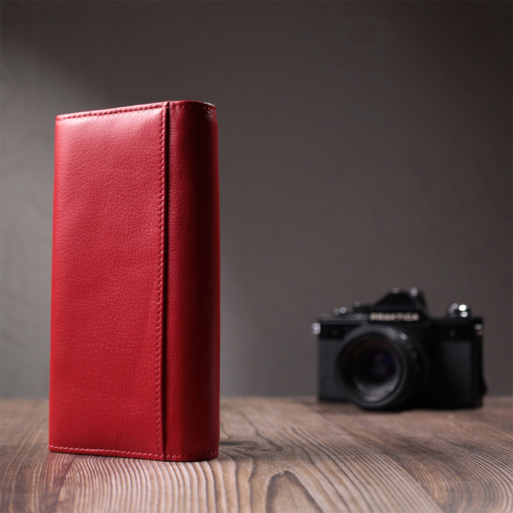 Вместительный женский кошелек с двумя клапанами из натуральной кожи ST Leather 22695 Красный Киев - изображение 9