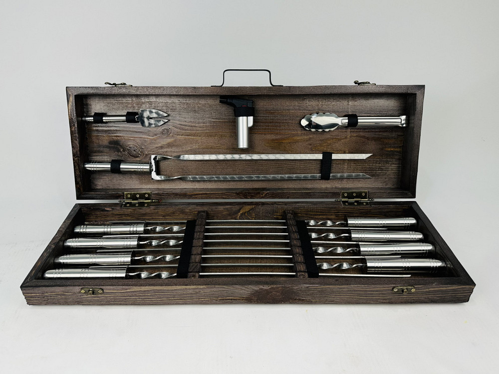 Подарунковий набір шампурів у дерев'яному кейсі СРІБЛО - 2 HAPPY DAYS Тернопіль - фото 1