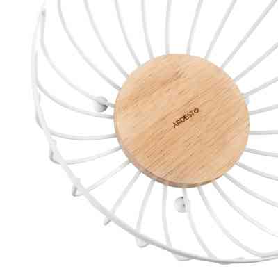 Фруктовница Ardesto Midori 25х25х13см, метал, дерево, білий (AR0904W) Винница