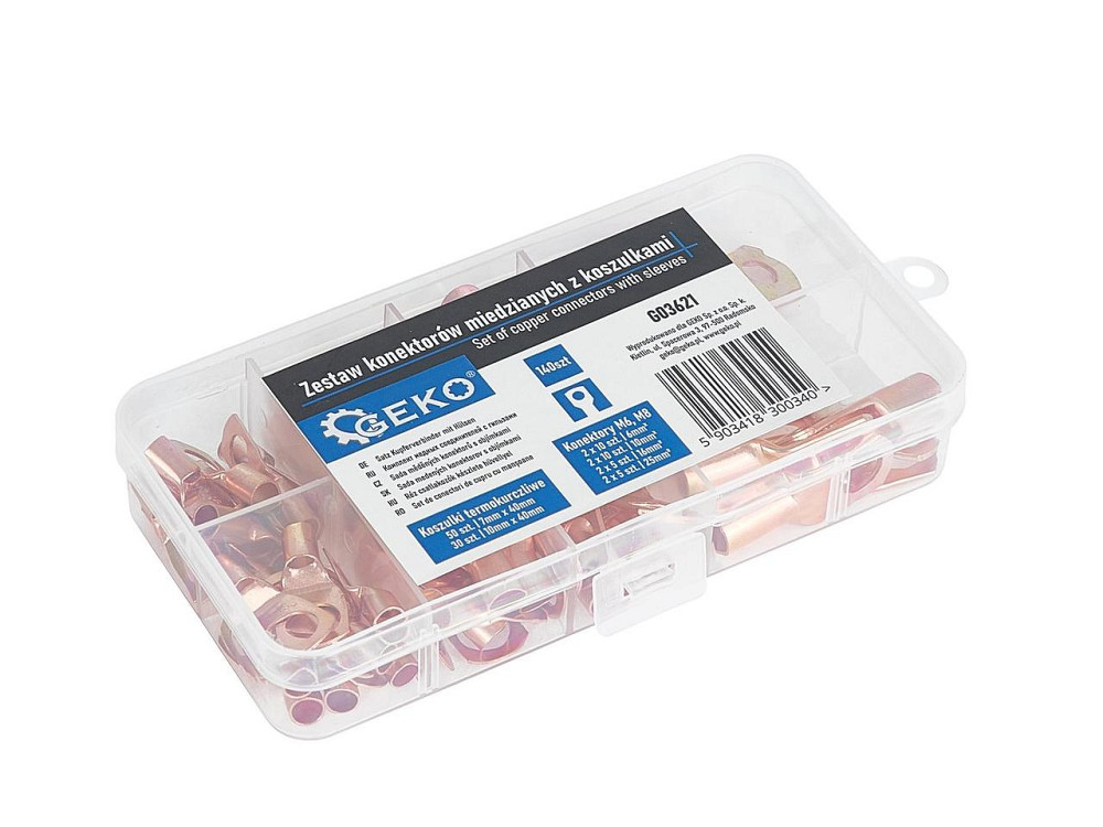 РемНабір мідних очкових конекторів з термоусадковими трубками "GeKo" комплект: 10 видів (8+2) -   140 штук Стрый - изображение 5