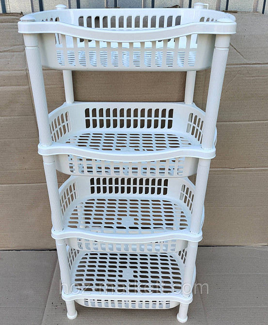 Пластиковая полочка на 4 яруса белая Харьков - изображение 1