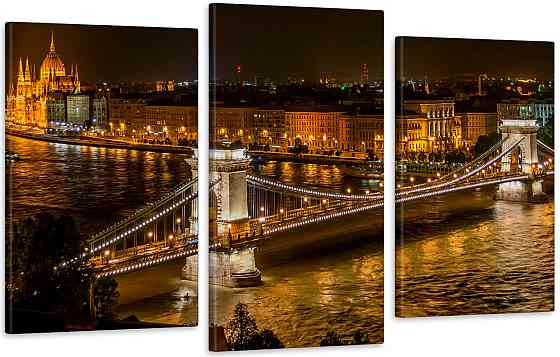 Модульна картина у вітальню/ спальню Місто в ночі Art-591_3 70x130 см Київ