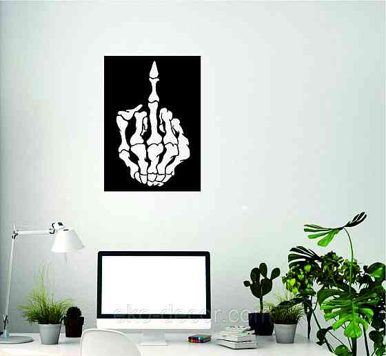 Декоративное настенное Панно «Средний палец» Декор на стену 90*64 см, Черный Киев