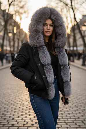 Бомбер женский с мехом блюфрост Черный 46 Харьков