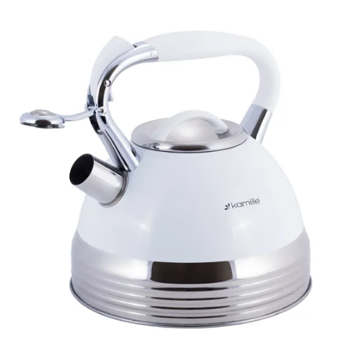 Чайник 2,7л нержавіюча сталь зі свистком з ручкою "soft-touch" (білий,беж,чорний) 0696WH KAMILLE Житомир - фото 9