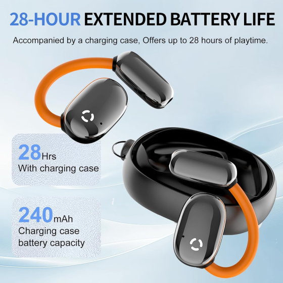 Бездротові навушники True Open Earbuds, Bluetooth 5.4, Open Ear, DNC, IPX4, 28 год автономності, відкритого типу Київ