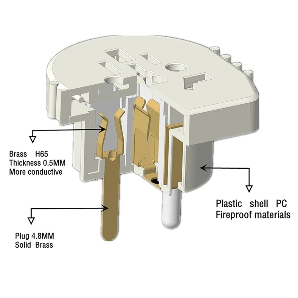 Універсальний перехід Aukion з US/UK/AU на євро (EU) вилку v2 (Чорний, 16А) Миколаїв - фото 6