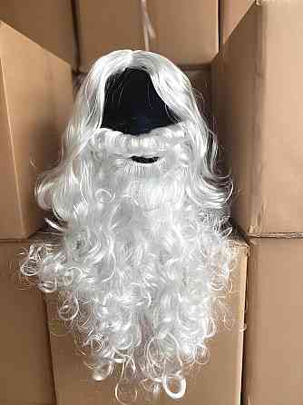 Біла перука Ісуса або Діда Мороза з бородою та вусами, хвилясте волосся, косплей, аніме. Санта Клаус Київ