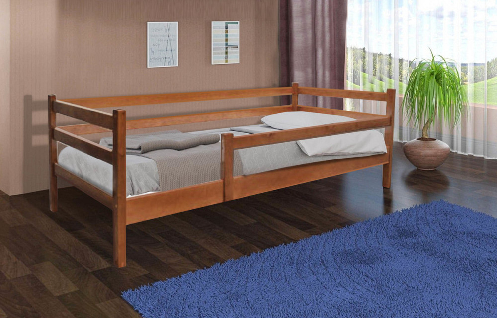 Ліжко Соня з огорожою 800*2000, горіх темний Київ - фото 1