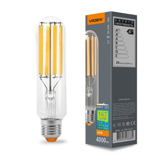 Лампа T38F 24W E27 5000К Filament LED Videx Житомир