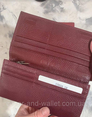 Бордовий жіночий шкіряний гаманець з монетницею на блискавці ST Leather Київ - фото 2