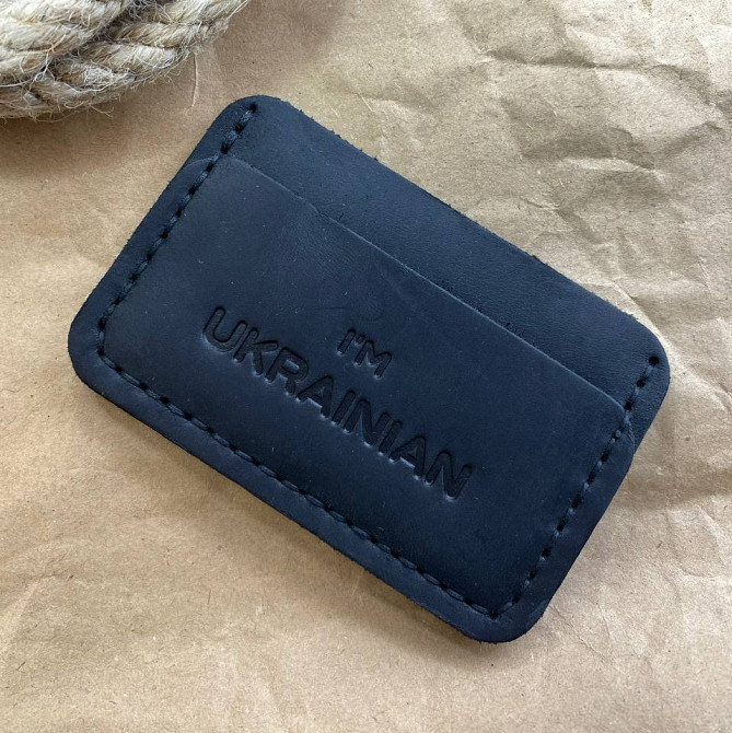 Картхолдер шкіряний Чорний із тисненням UA, стильний органайзер чохол зі шкіри для 4 банківських картокMasterSem Київ - фото 3