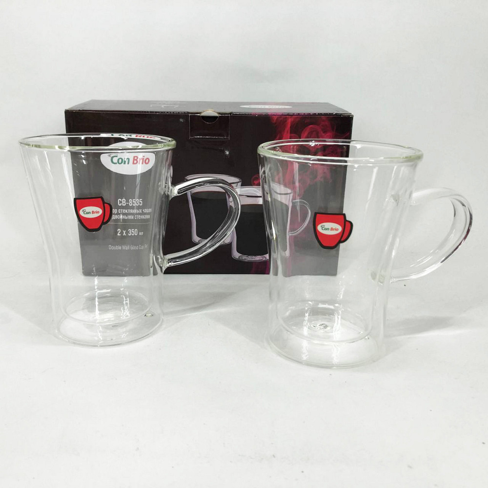Чашка бонна с двойным стеклом Con Brio CB-8535-2 350 мл 2 шт, Набор стаканов с двойным стеклом 2 шт LV-89 Львов - изображение 5