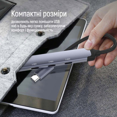 Концентратор ColorWay USB-C 4-in-1 USB-C2.0х3/USB3.0 (CW-HUB07) Вінниця - фото 7