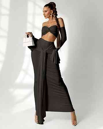 Женский стильный привлекательный элегантный костюм из микродайвинга Черный Одесса