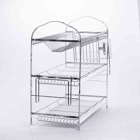 Yiwu Сушарка кухонна з хромованої сталі трирівнева з піддонами і тримачами HP-46-12 Коломия
